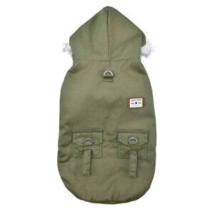 WINDPROOF DOG WINTER COAT HOODED TRENCH COAT DOG JACKET WARM DOG VEST 13-20 LBS